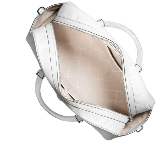 NEW Michael Kors Travel Extra Large PVC Top Zip Weekender Luggage Bag Wmns White - Picture 6 of 6